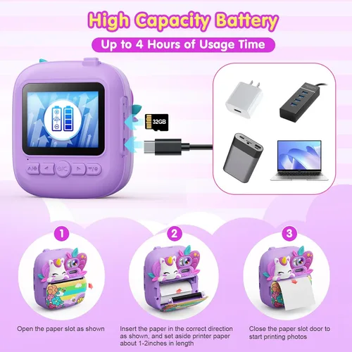 Miniatura 7 de TIATUA Cámara de impresión instantánea para niños, cámara para niños con fotos imprimibles, juguetes de cámara para niños de 3 a 14 años, cámara