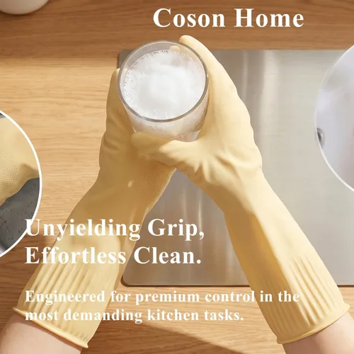 Miniatura 4 de Guantes de goma para lavar platos, longitud del codo para lavar utensilios de cocina domésticos de platos 17.8 pulgadas
