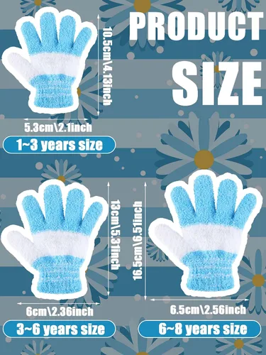 Miniatura 3 de SATINIOR 5 pares de guantes de dedos completos para niños, guantes de punto cálidos guantes de invierno para niños pequeños y niñas, suministros