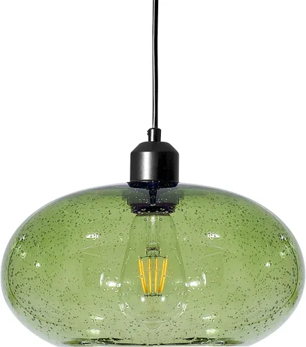 Miniatura 2 de Lámpara colgante moderna de cristal verde, 1 lámpara colgante con pantalla de cúpula de vidrio para isla de cocina, fregadero, encimera, bar