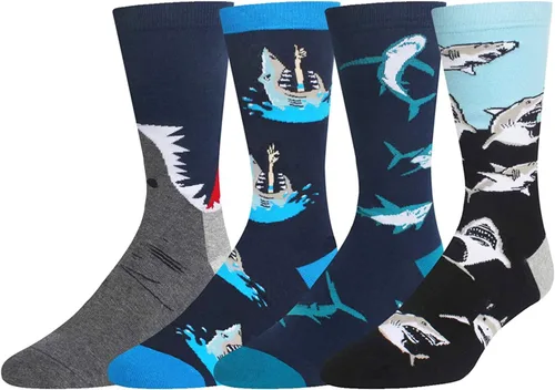 Regalos divertidos de tiburón para hombres, regalos de animales, calcetines de pie grande alienígena, regalos de Navidad, paquete de 4