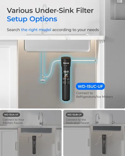 Miniatura 7 de Waterdrop 15UC-UF - Filtro de agua en línea de 0.01 μm para refrigerador, 2 años, filtro de agua en línea para máquina de hielo, ideal para máquina