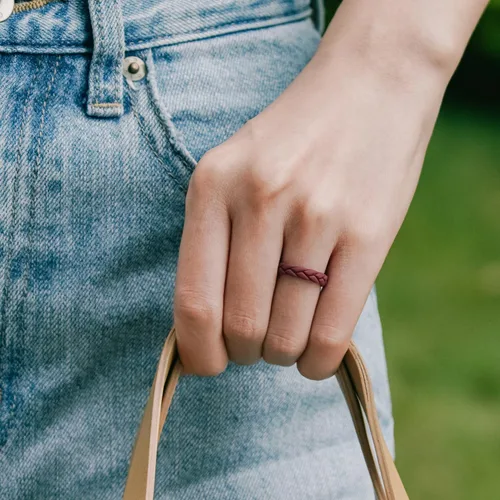 Miniatura 89 de Egnaro Anillos de boda de silicona para ella, conjuntos de novia de goma para mujer, bandas finas, diseño trenzado de hojas apilables con ranuras
