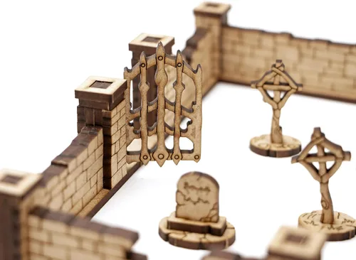 Miniatura 4 de TowerRex Cementerio edificios de terreno D&D, accesorios DND para Calabozos y Dragones, Pathfinder, Warhammer, rejilla de mapa de batalla de mesa