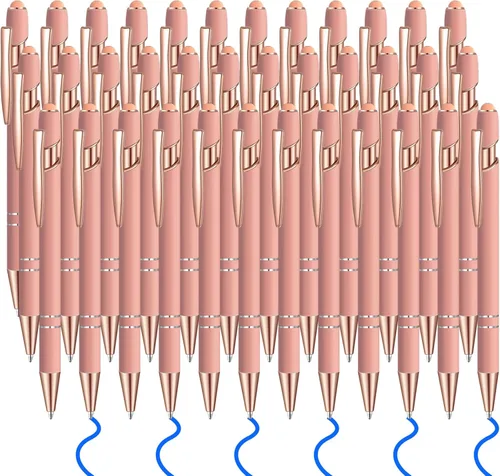 Miniatura 12 de 36 bolígrafos de tinta azul con lápiz capacitivo 2 en 1 para pantallas táctiles, colegio, oficina, compañeros de trabajo (negro)