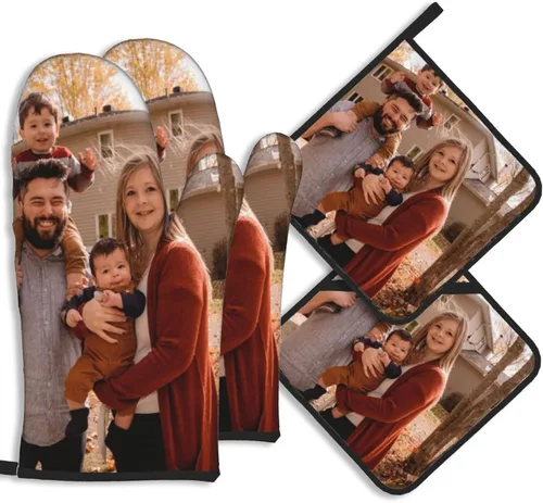 Miniatura 34 de Manoplas de horno personalizadas con soportes para ollas con nombre y foto personalizados, manoplas de horno resistentes al calor y al deslizamiento