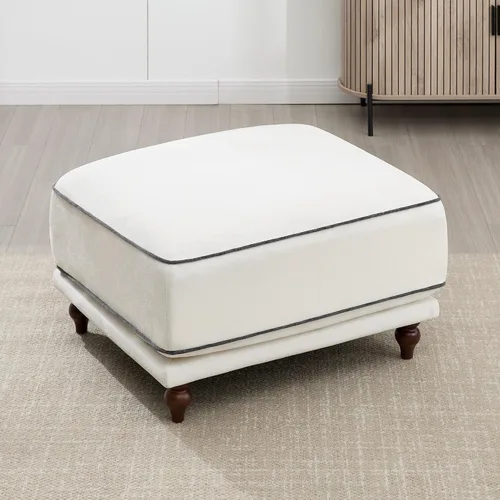 Otomano cuadrado de 35'' para sofá seccional modular, otomanos tapizados y móviles con reposapiés para sala de estar, dormitorio, chenilla blanca