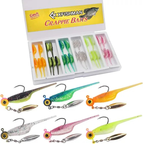 Miniatura 11 de Kit de Señuelos para Crappie - Plásticos - Cabezas de Jig - Kit de Shad - Minnow - Señuelos de Pesca para Crappie - Panfish - Bluegill - Kit de 40