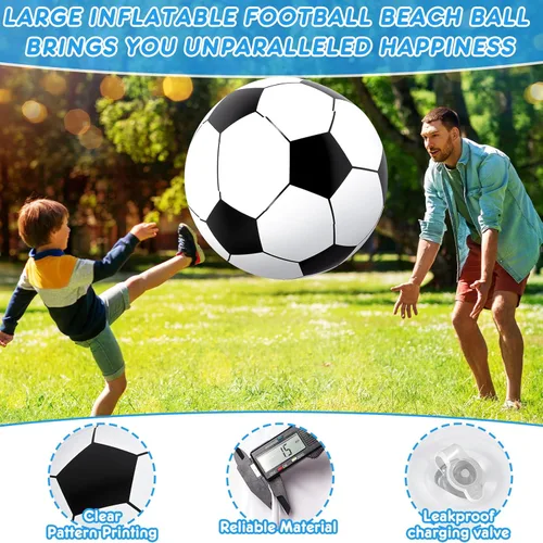 Miniatura 3 de Lewtemi 2 unidades de fútbol y baloncesto inflables gigantes de 27 pulgadas, bolas de playa inflables grandes, globos de gran tamaño para fiesta