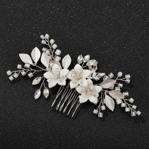 Miniatura 4 de SWEETV Peine de pelo de boda clip de cristal nupcial boda accesorios para el cabello para novias y damas de honor, plata