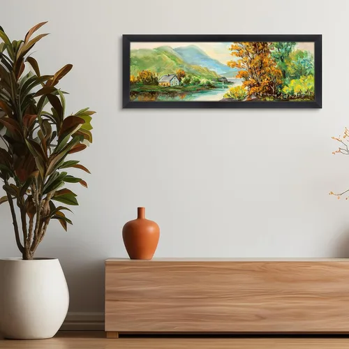Miniatura 2 de Golden State Art, Marco de fotos de 8 x 24 pulgadas, madera maciza negra con vidrio templado, marco de 8 x 24 pulgadas para pared de galería