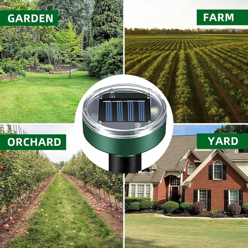 Miniatura 7 de Repelente de topos alimentado por energía solar, paquete de 8 repelentes de serpientes al aire libre para patio, estacas disuasorias ultrasónicas