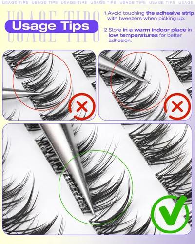 Miniatura 7 de Racimos Cortos de Pestañas Autoadhesivas 8-12MM Naturales, Pestañas Autoadhesivas Pre-Pegadas, Racimos de Pestañas Suaves Sin Necesidad