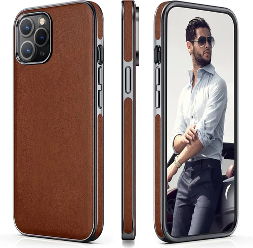 Miniatura 12 de LOHASIC Funda para iPhone 12 y iPhone 12 Pro - Fundas para teléfono i Phone 12 con borde cromado delgado, fundas de cuero de diseño suave, funda