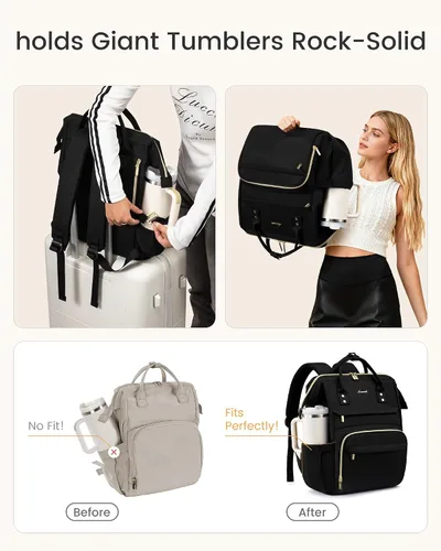 Miniatura 3 de LOVEVOOK - Mochila de computadora portátil para mujer con bolsillo gigante para tarros, mochila de 15.6 pulgadas, impermeable, mochila de viaje