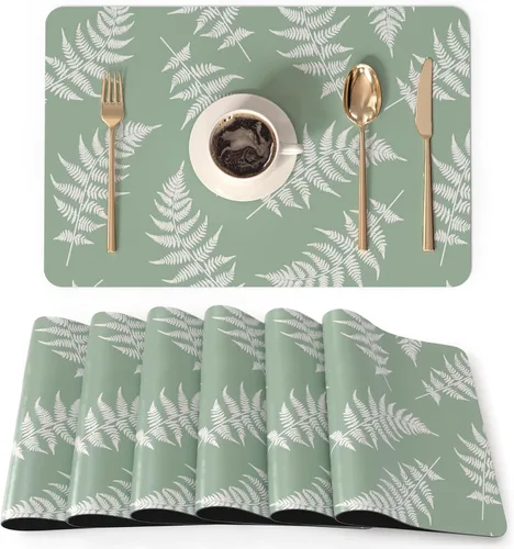 Miniatura 20 de QIYI Juego de 4 manteles individuales de piel sintética de 12 x 18 pulgadas para cocina y comedor, resistentes al calor, antideslizantes