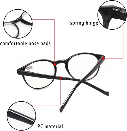 Miniatura 4 de NORPERWIS 5 pares de anteojos de lectura, ajuste estándar, con bisagra de resorte, lentes para hombres y mujeres, Mediana