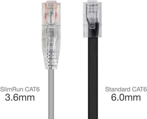 Miniatura 2 de Monoprice Cable de conexión Ethernet Cat6, sin enganches, trenzado, 550 MHz, UTP, clasificación CMR, 28 AWG, 1 pie, gris, serie SlimRun