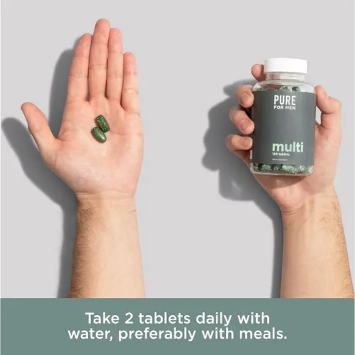 Miniatura 6 de Pure for Men Suplemento multivitamínico Energía, apoyo al estado de ánimo, huesos fuertes, antioxidantes, minerales Vitaminas A, B, C, D