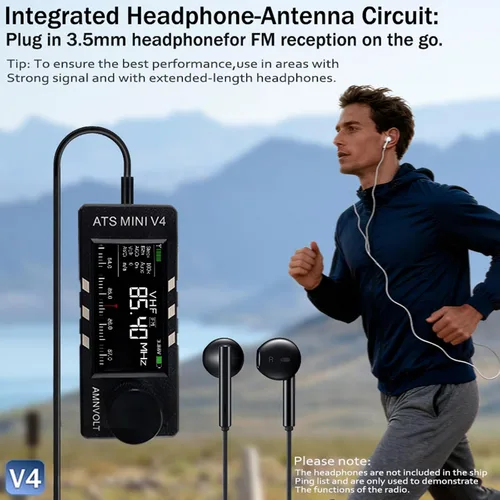 Miniatura 4 de ATS mini V4b Si4732 DSP Radio, Si4732 receptor de onda corta de banda con ESP32-S3, pantalla IPS de 1.9 pulgadas, circuito Hi-Z y amplificador