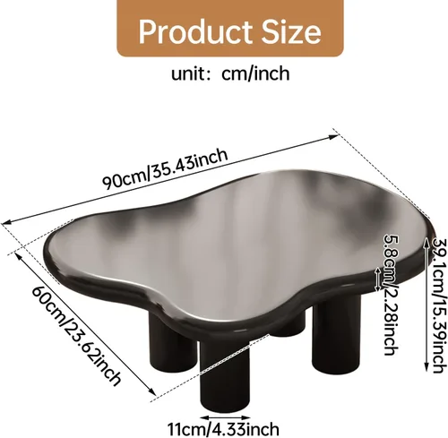 Miniatura 2 de Cloud - Mesa de centro moderna de 35.43 pulgadas con 4 patas, mesas auxiliares de estilo simple, mesas de té irregulares para sala de estar