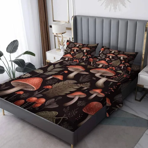 Miniatura 13 de Juego de sábanas tamaño individual: sábanas y fundas de almohada, sábanas y fundas de almohada, microfibra suave y bolsillo profundo y patrón sin