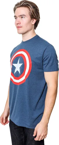 Miniatura 5 de Marvel Captain America Distressed Shield Logo - Camiseta para hombre
