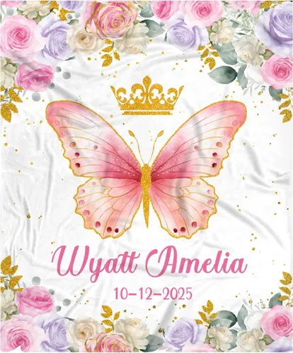 Miniatura 24 de Manta de bebé personalizada para niñas y niños pequeños, recién nacidos, regalos personalizados de vaca floral con nombre y texto, 40 x 30 pulgadas