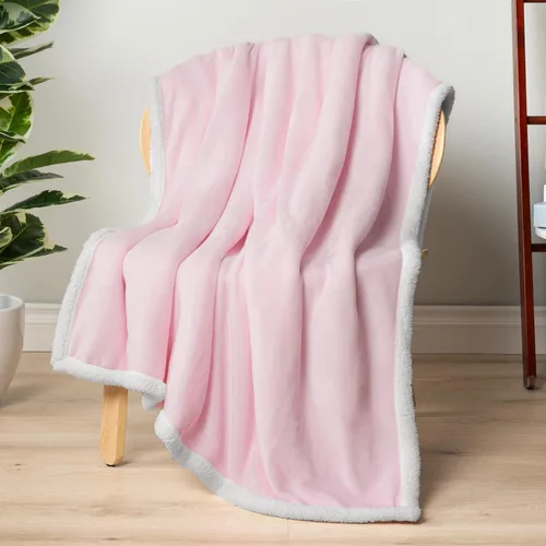 Miniatura 8 de PAVILIA Manta de Forro Polar Sherpa para Sofá, Tamaño Twin, Rosa Claro, Manta de Sofá de Felpa Suave y Esponjosa, Manta de Invierno Reversible
