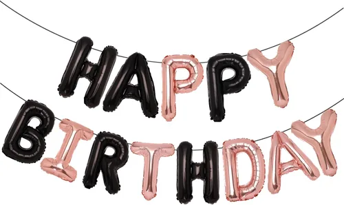Miniatura 9 de Accevo Cartel de globos negros con letras Happy Birthday, 16 pulgadas, papel de aluminio, letras 3D, feliz cumpleaños para niños, adultos, unisex