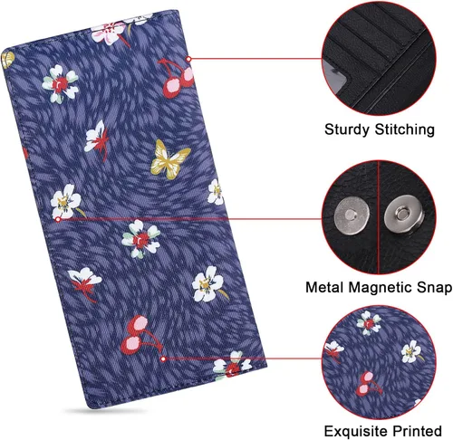 Miniatura 194 de HUA ANGEL Billetera para mujer, ultra delgada y delgada, con bloqueo RFID, tarjetero de crédito, doble embrague, carteras largas, regalo para A-ámbar