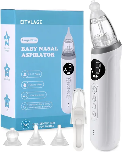 Aspirador nasal para bebé, aspirador eléctrico de nariz para bebé, chupón de nariz para bebé, limpiador automático de nariz con 3 puntas de