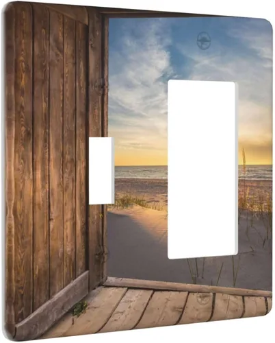 Miniatura 85 de Cubierta de Interruptor de Luz de 1 Gang con Escena de Flores de Grecia Mediterránea, Dispositivo Individual Basculante/GFCI, Placa Decorativa