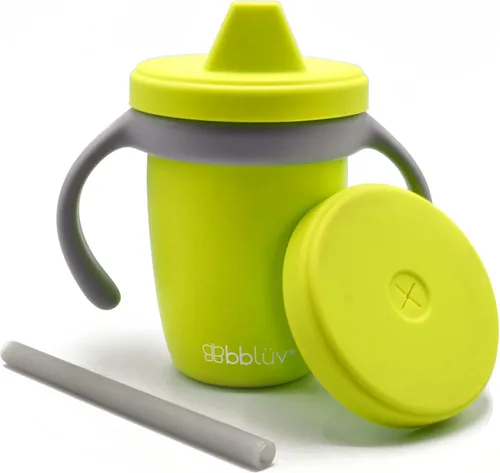 bblüv Küp - Vaso de silicona para sorber con popote para niños pequeños, 4 en 1, duradero, a prueba de derrames, para niños, tazas de entrenamiento