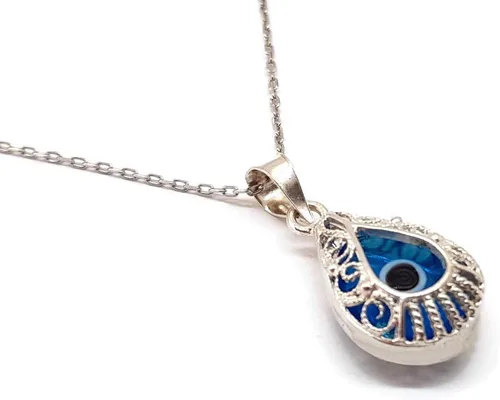 Miniatura 3 de Mystic Jewels - Colgante de plata de ley 925 con forma de gota de cristal con cadena de plata (forma de ojo)