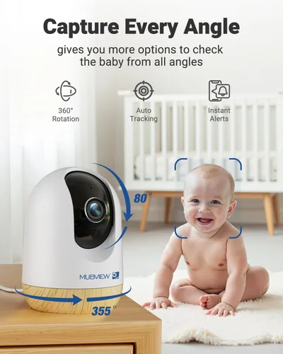 Miniatura 3 de MUBVIEW Cámara de seguridad para interiores enchufable de 5 MP sin suscripción, cámara WiFi para mascotas de 5/2.4G para interiores con aplicación