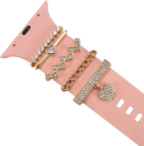 Miniatura 11 de Anillos decorativos de corazón compatibles con correas de silicona de Apple Watch de 1.772 in, 1.732 in, 1.654 in, 1.614 in, 1.575 in, 1.496 in, 7