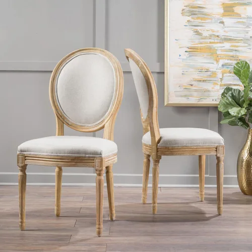 Miniatura 2 de Christopher Knight Home Phinnaeus Silla de comedor de tela beige de poliéster (juego de 2), juego de 2 piezas