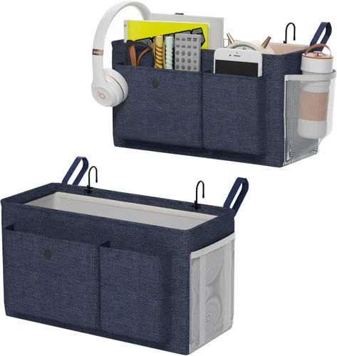 Miniatura 15 de Edudif Organizador de Cabecera de Doble Propósito, Organizador de Cama con 6 Bolsillos, Solución de Almacenamiento Versátil para Mesita de Noche