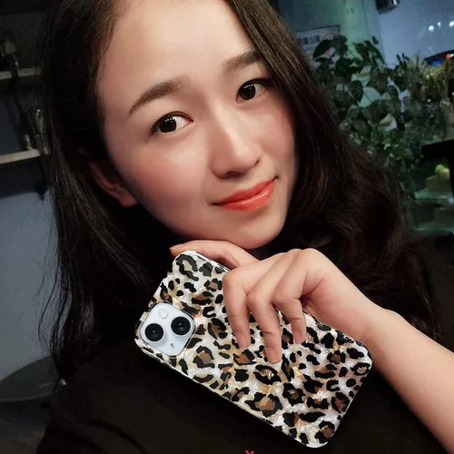 Miniatura 8 de J.west Funda compatible con iPhone 14 Plus, lujosa funda de silicona suave con estampado de leopardo translúcido translúcido y vintage para niñas