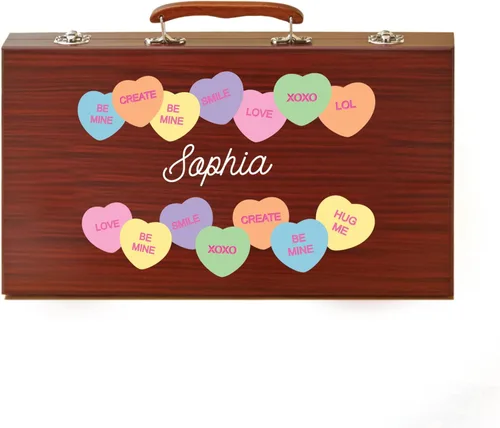 Miniatura 10 de Let's Make Memories - Juego de arte de lujo personalizado de 80 piezas para niños - Estuche de madera - Crayones al óleo, lápices