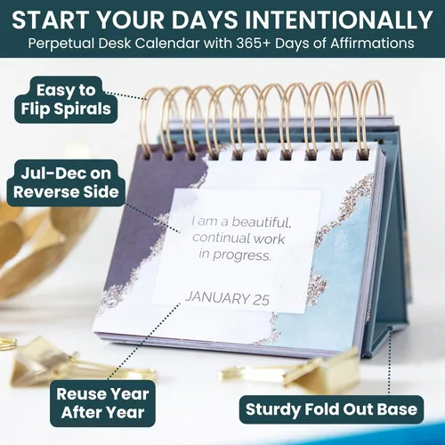 Miniatura 2 de bloom daily planners Calendario de escritorio perpetuo sin fecha con caballete/Calendario diario con caballete autónomo e inspirador - Página
