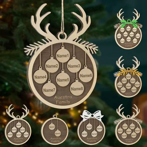 Miniatura 20 de Adornos de Navidad personalizados, familia de 1 nombre, adornos de Navidad de madera personalizados, decoración personalizada, decoración de árbol