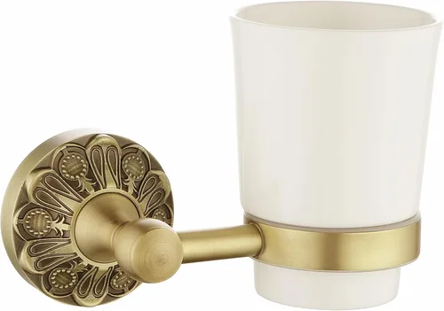 Miniatura 7 de Soporte doble para cepillos de dientes montado en la pared, soporte para taza de enjuague bucal para pared de baño, soporte de latón antiguo y dos