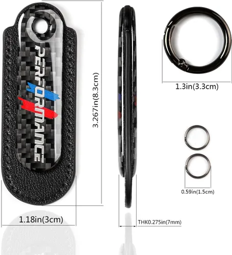 Miniatura 3 de muekzru Juego de Llavero de Fibra de Carbono y Cuero para Coche, Llavero Universal de Moda y Deportes para Negocios, Regalo de Cumpleaños