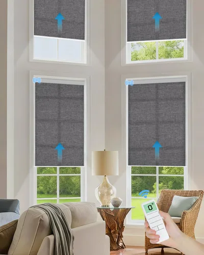 Miniatura 15 de Tokblind Persianas enrollables motorizadas de filtrado de luz con control remoto, persianas inteligentes para ventanas compatibles con Alexa Google
