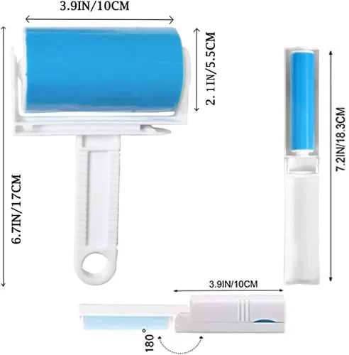 Miniatura 5 de Paquete de 4 rodillos adhesivos reutilizables con tapa, removedor de pelo de mascotas portátil lavable para ropa, viajes, 2 tamaños grandes y 2 mini