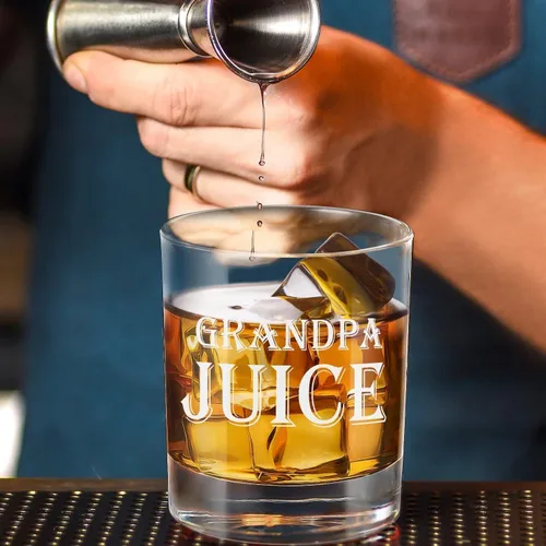 Miniatura 5 de LIGHTEN LIFE Vaso de whisky Grandpa Juice de 12 onzas, regalo único en valiosa caja de madera, ideas divertidas para nuevo abuelo, cumpleaños