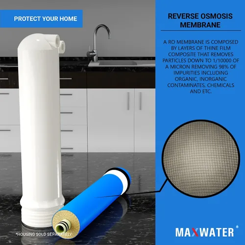 Miniatura 4 de Sistema purificador de filtro de agua potable de membrana RO de ósmosis inversa 50 GPD, cartucho de repuesto de ajuste universal para FLTMEME50