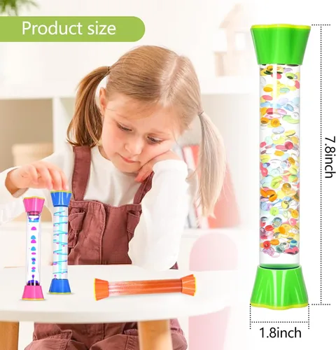 Miniatura 2 de Paquete de 4 tubos sensoriales, juguete de burbujas de movimiento líquido para niños y adultos, coloridos juguetes relajantes para aliviar